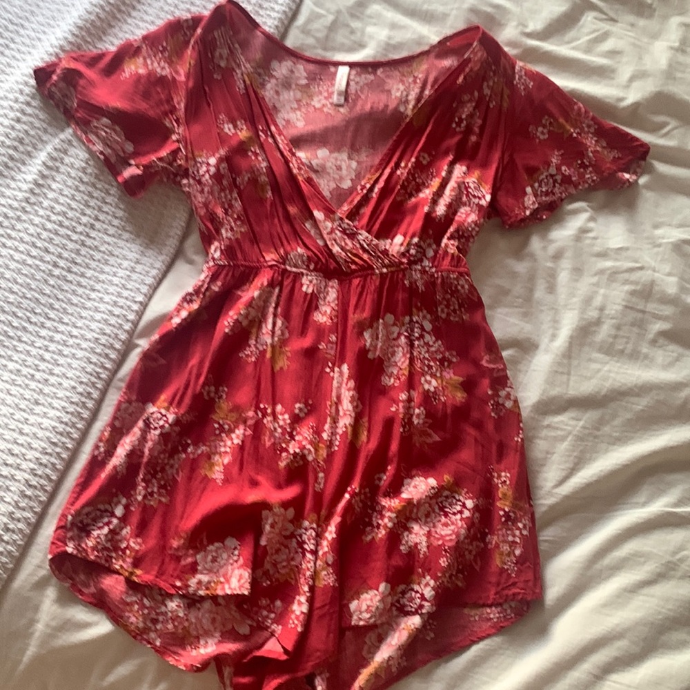 red floral romper
